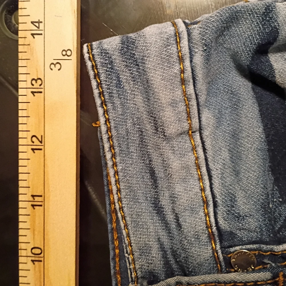 Traffic Jean Wear Women's L Patch‎ Work Denim Pencil Skirt Festival Casual - Picture 8 of 8
